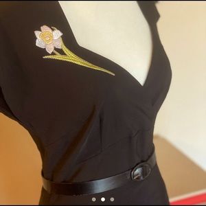 Black Stop Staring! dress with flower embroidery